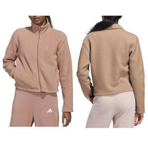 adidas Women's Jacket Size XL Sherpa Fleece Full Zip Brown/Pink